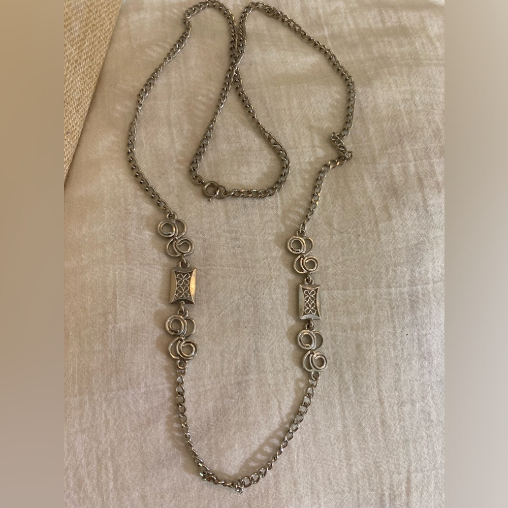 Open Design Silver Tone 30” Long Chain Necklace‎